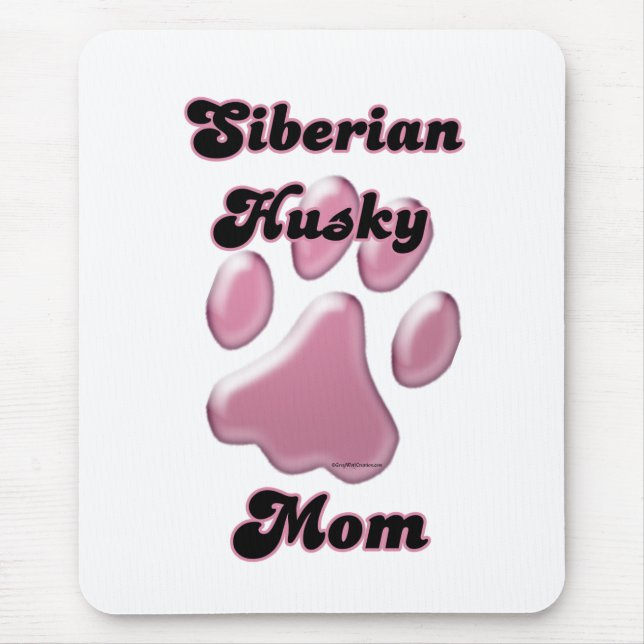 Mousepad Siberian Husky Mãe Pawprint Rosa (Frente)