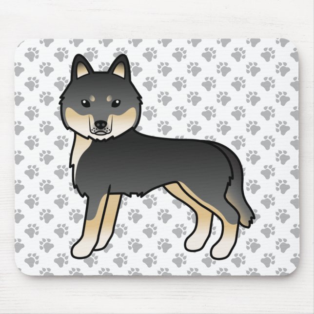 Mousepad Siberiano Husky Preto e Dourado Cachorro Cartoon F (Frente)