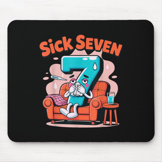 Mousepad Sick Seven 67 Funny Wordplay Costume Math Joke Hum (Frente)