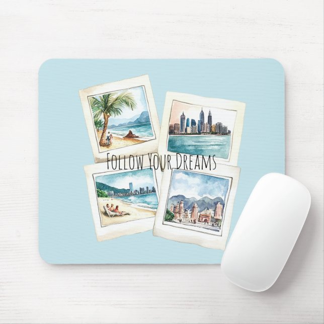 Mousepad Siga Seus Sonhos Viagens pelo Mundo (Com mouse)