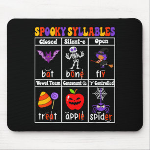 Mousepad Sílabas Assustadoras Professor Divertido Halloween