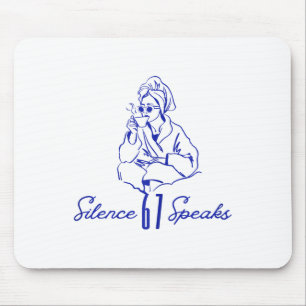 Mousepad Silêncio Engraçado Fala 67 Linha Mínima Arte Café 