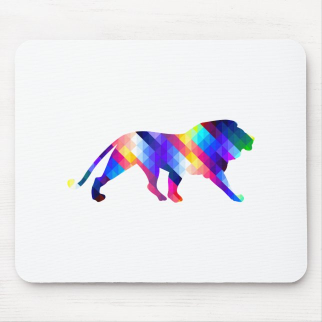Mousepad Silhouette de leão geométrico (Frente)
