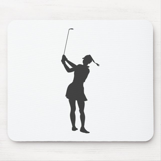 Mousepad Silhouette de uma mulher jogando golfe (Frente)