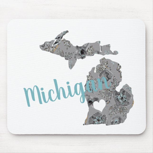 Mousepad Silhouette Preenchida do Michigan Floral (Frente)