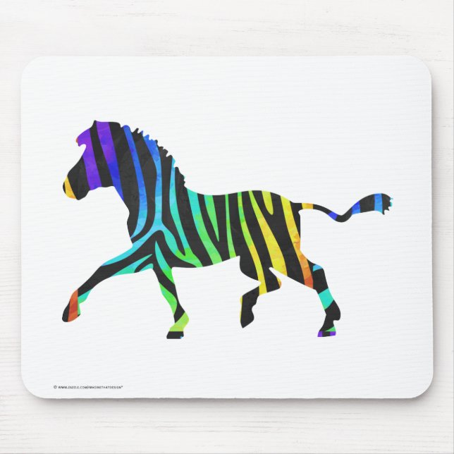 Mousepad Silhouette Zebra Black e Rainbow (Frente)