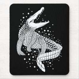 Mousepad Silhueta branca animal - Crocodilo