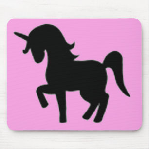 Mousepad Silhueta cor-de-rosa preta do unicórnio
