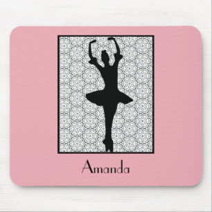 Mousepad Silhueta da bailarina em um teste padrão da