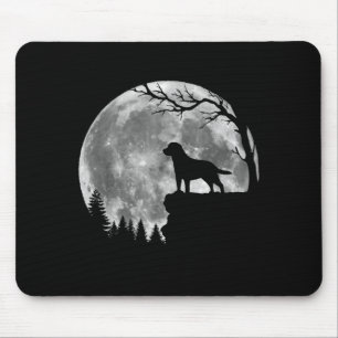 Mousepad Silhueta da Lua do Cão Labrador Retriever no Hallo