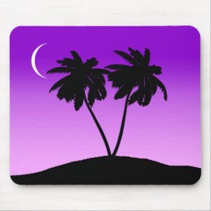 Mousepad Silhueta da palmeira no roxo crepuscular
