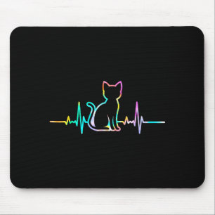 Mousepad Silhueta de Animal Amante de Gato com Batimento Ca
