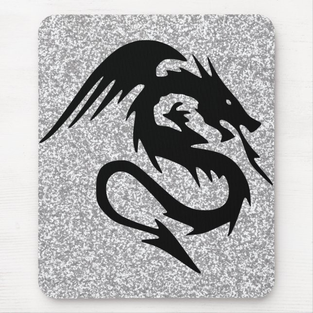 Mousepad Silhueta de ataque do dragão na prata (Frente)