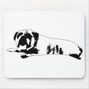 Mousepad Silhueta de buldogue inglês no chão com contraste 