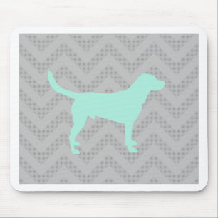 Mousepad Silhueta de Cachorro em Verde Claro em padrão Zigu