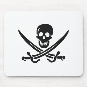 Mousepad Silhueta de crânio pirata - Escolha a cor de fundo
