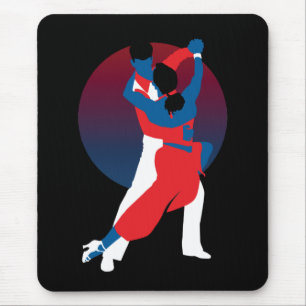 Mousepad Silhueta de dança vermelha e azul - dançarinos T