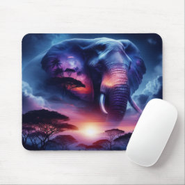 Mousepad Silhueta de Elefante ao Pôr do Sol