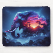 Silhueta de Elefante Mesclada com Pôr do Sol Vibra