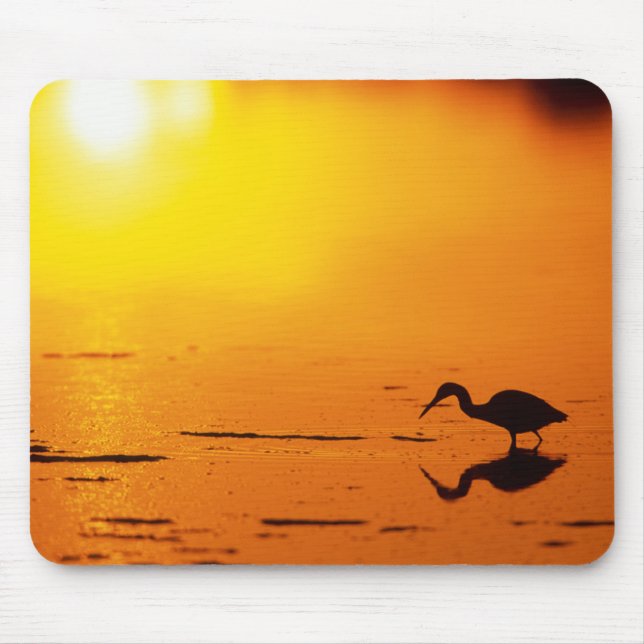 Mousepad Silhueta de garça ao pôr do sol, Flórida (Frente)