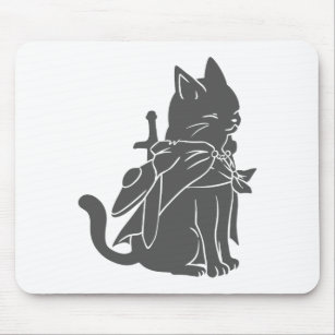 Mousepad Silhueta de gato guerreiro - Escolha a cor de fund