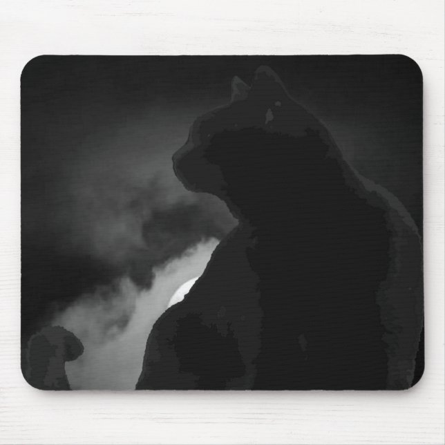 Mousepad Silhueta de Lua Gato Preto (Frente)