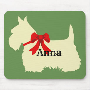 Mousepad silhueta de terrier escocês wheaten, verde da ilha