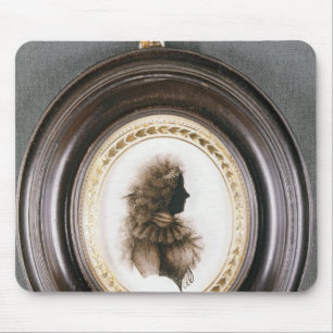 Mousepad Silhueta de uma senhora, pintada no vidro convexo