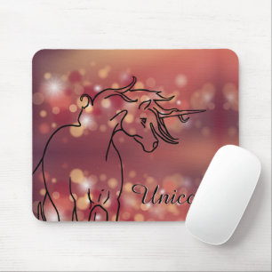 Mousepad Silhueta de Unicórnio Flutuante (estrelas de marro