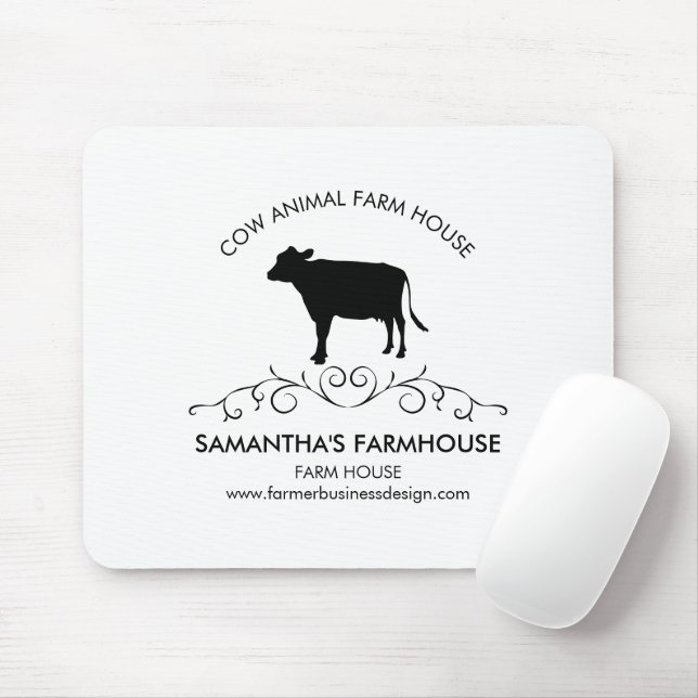 Mousepad silhueta de vaca da casa da fazenda (Com mouse)