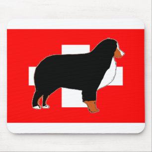 Mousepad silhueta do cão de montanha bernês na bandeira enf