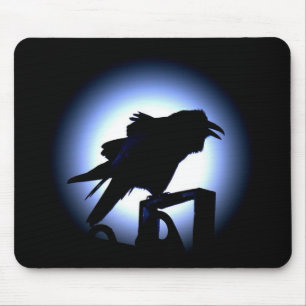 Mousepad Silhueta do corvo contra a Lua cheia