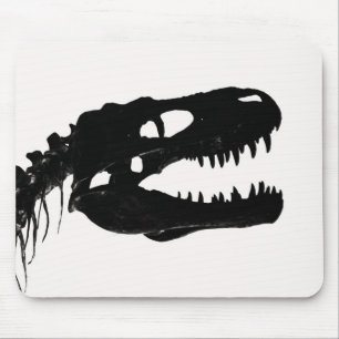 Mousepad Silhueta do esqueleto do crânio do dinossauro