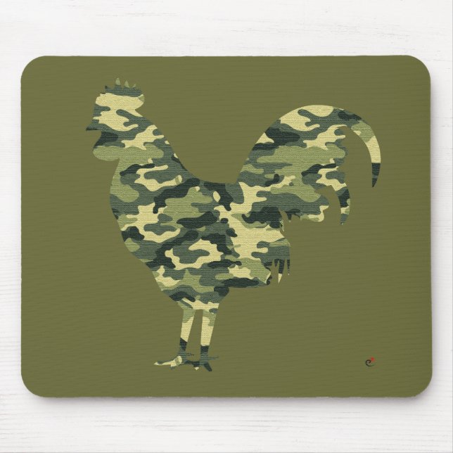 Mousepad Silhueta do galo da camuflagem (Frente)