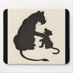 Mousepad silhueta do leão e do filhote da mãe dos anos 30