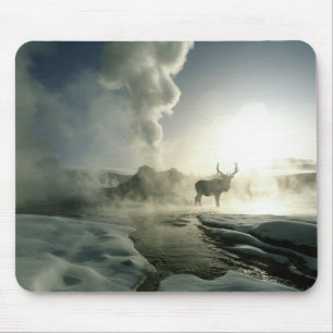 Mousepad Silhueta do nascer do sol do alce no Castle Geyser