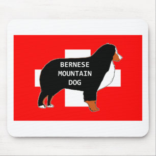 Mousepad silhueta do nome do cão de montanha bernês na band