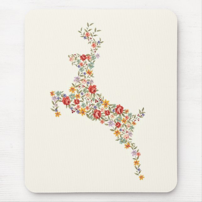 Mousepad Silhueta floral de primavera floral elegante e ele (Frente)