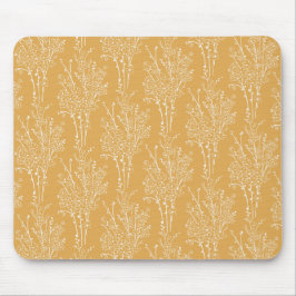 Mousepad Silhueta Floral Espalhada Botânica | Ocre Suave