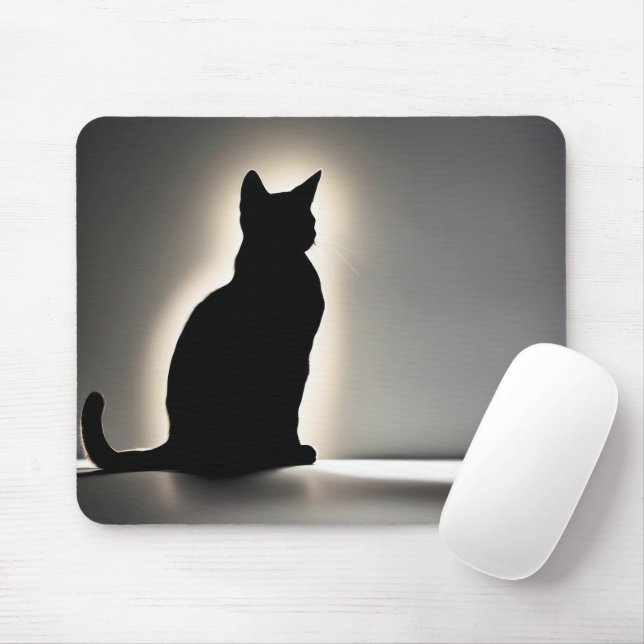 Mousepad Silhueta Gato com Brilho De Ouro (Com mouse)