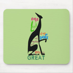 Mousepad Silhueta Italiana Greyhound Amor Pelo Meu Cão Eleg