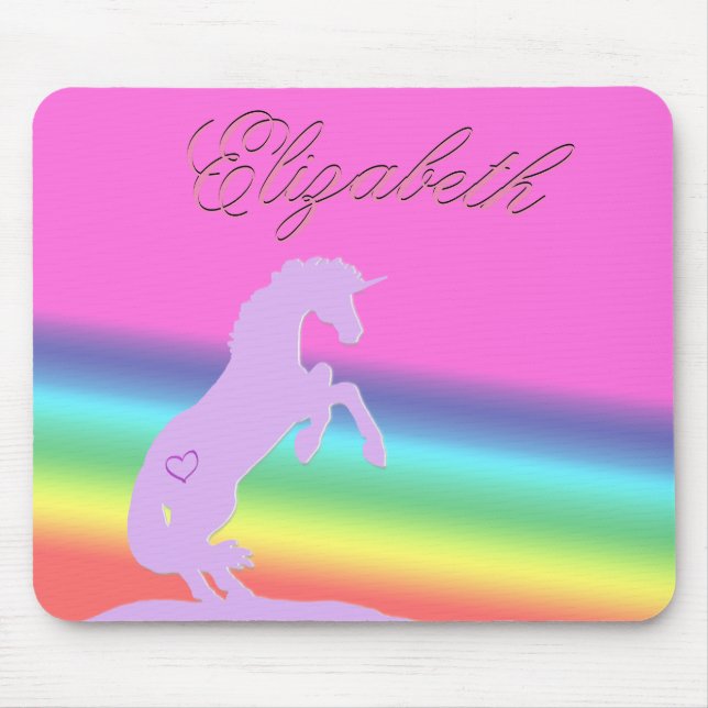 Mousepad Silhueta lavanda Unicorn (arco-íris/personalizar) (Frente)