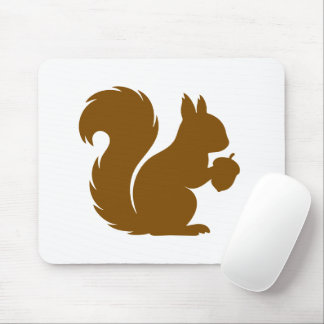 Mousepad Silhueta Minimalista de Esquilo Marrom Chocolate