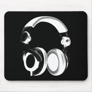 Mousepad Silhueta preta & branca do auscultadores