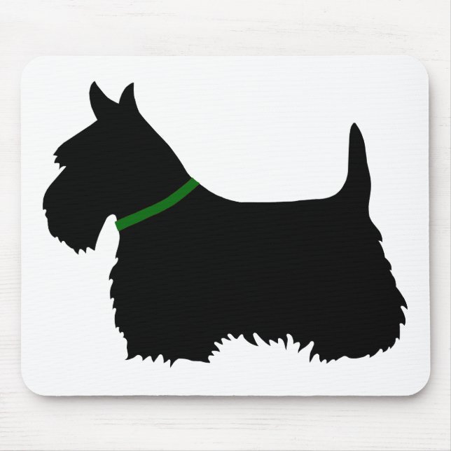 Mousepad silhueta preta do Terrier Escocês, cachorro da Esc (Frente)
