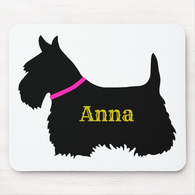 Mousepad silhueta preta do Terrier Escocês, cachorro da Esc (Frente)
