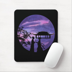 Mousepad Silhueta Romântica ao Luar - História de Amor Asiá