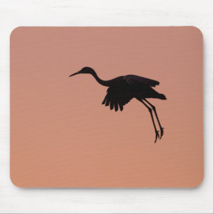 Mousepad Silhueta Sandhill num céu cor-de-rosa