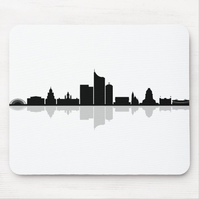 Mousepad Silhueta Skyline da cidade de LEIPZIG Alemanha (Frente)