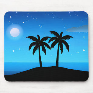 Mousepad Silhueta tropical com lua e estrelas
